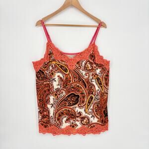 Lane Bryant Orange Paisley Lace Cami Size 22/24